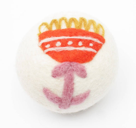 Orange Flower Wool Dryer Ball