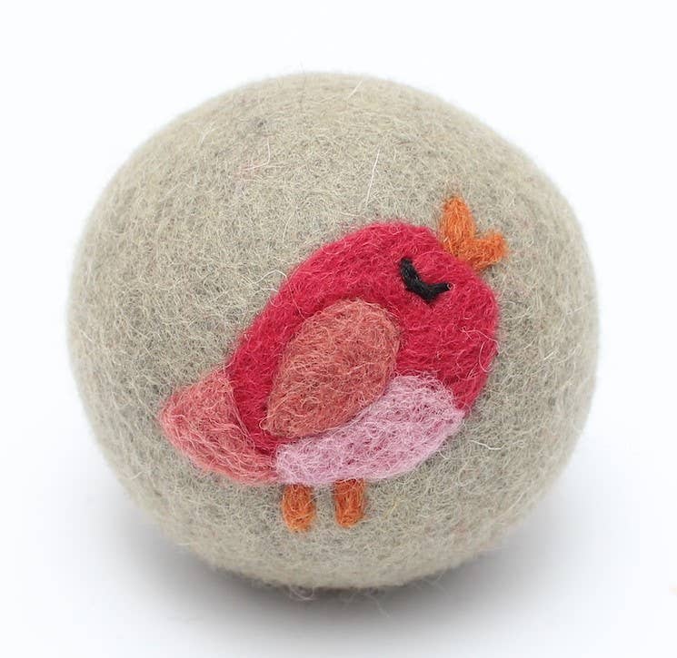 Pink Bird Wool Dryer Ball