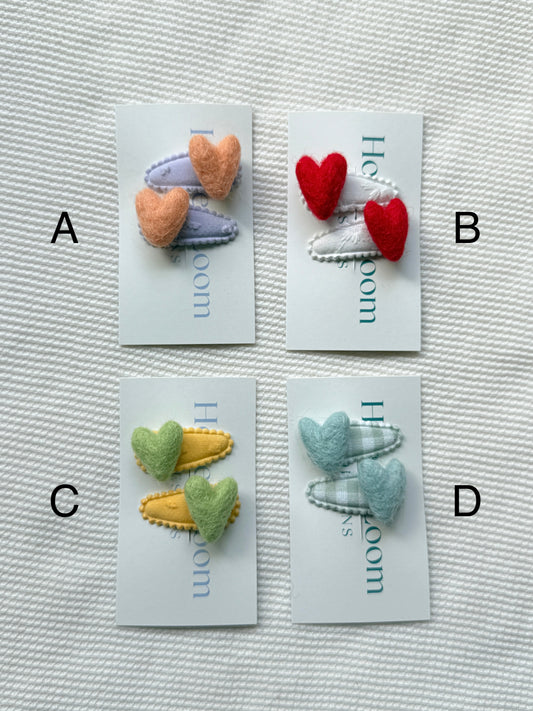 Mini Heart Hair Clip Set of 2