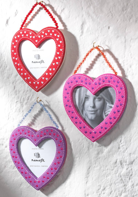 Large Felt Heart Shaped Hanging Photo Frame