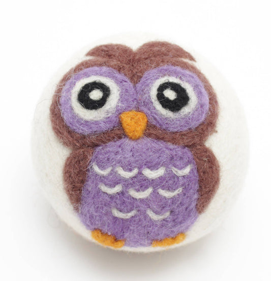 Purple Owl Felt Dryer Ball