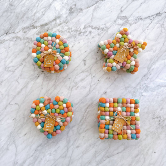 Felt Pastel Rainbow Star Coasters