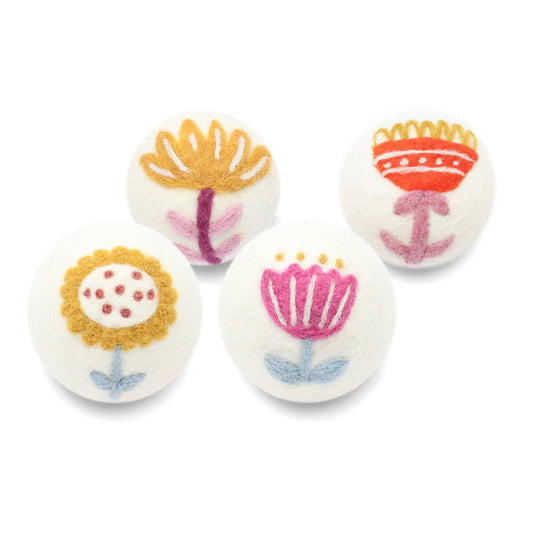Red Flower Wool Dryer Ball