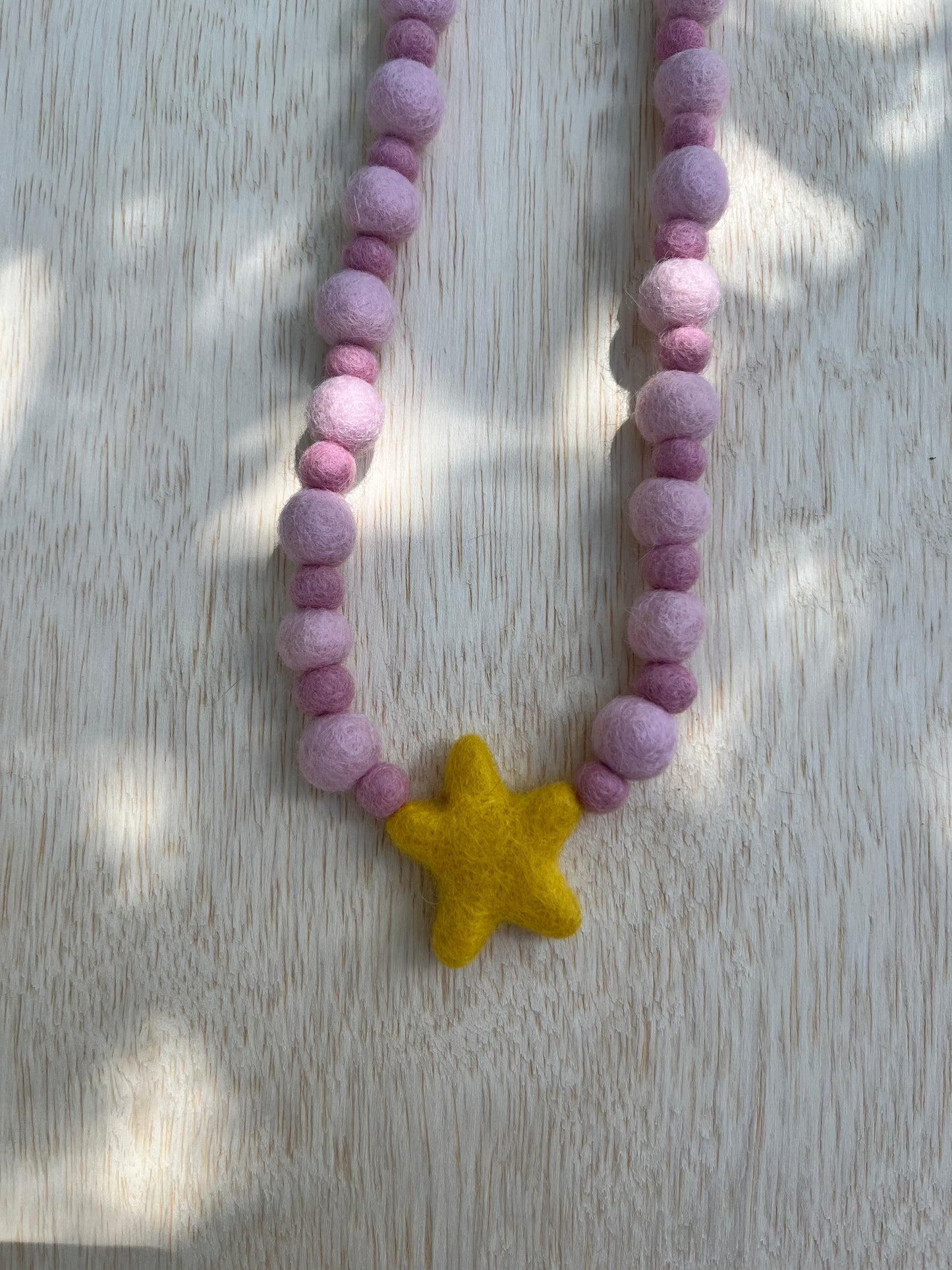 Star with Pink Felt Necklace