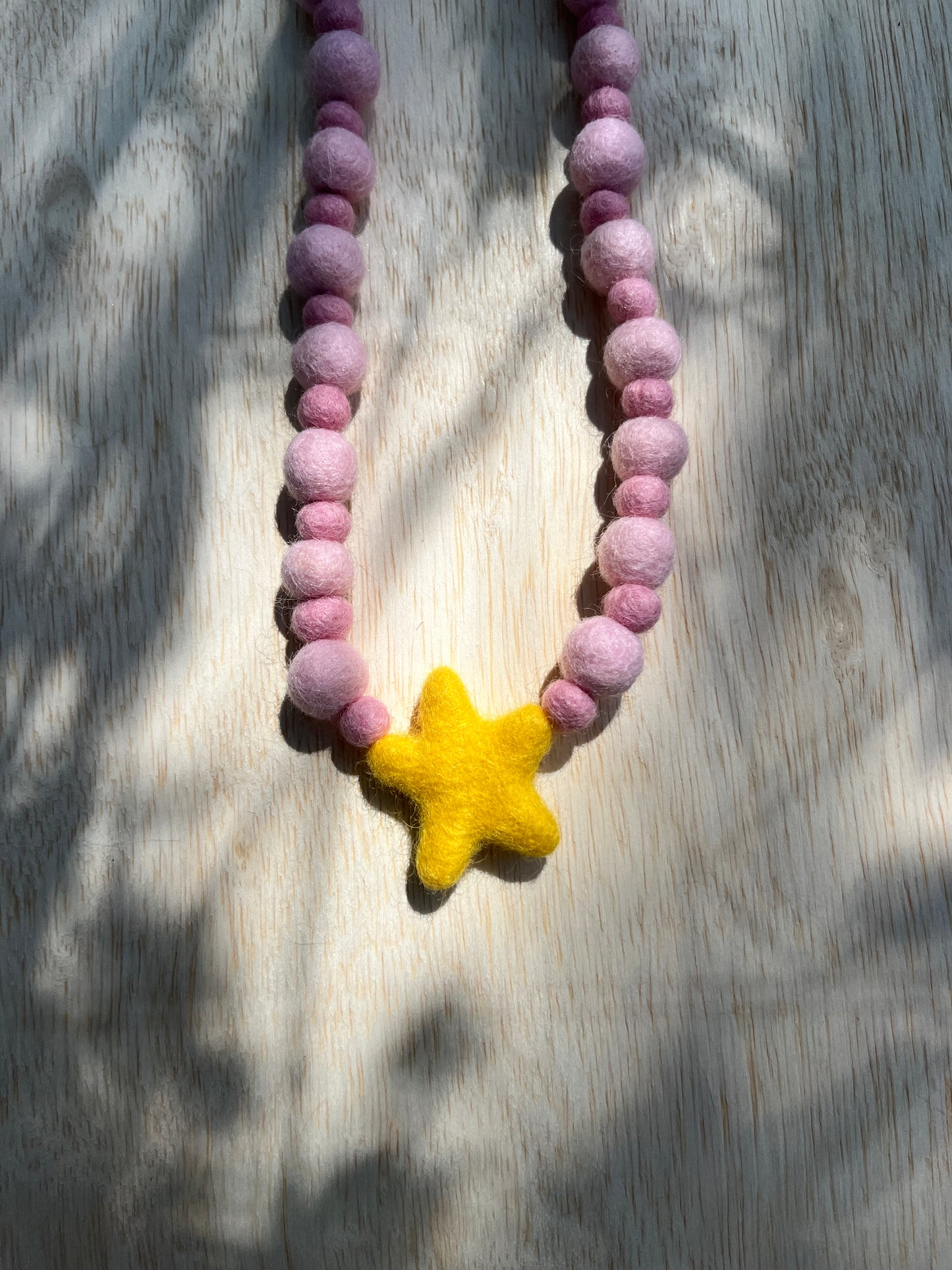 Star with Pink Felt Necklace