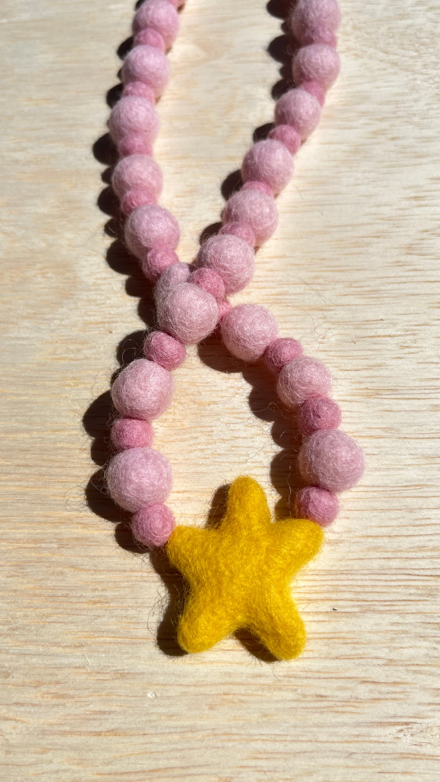 Star with Pink Felt Necklace
