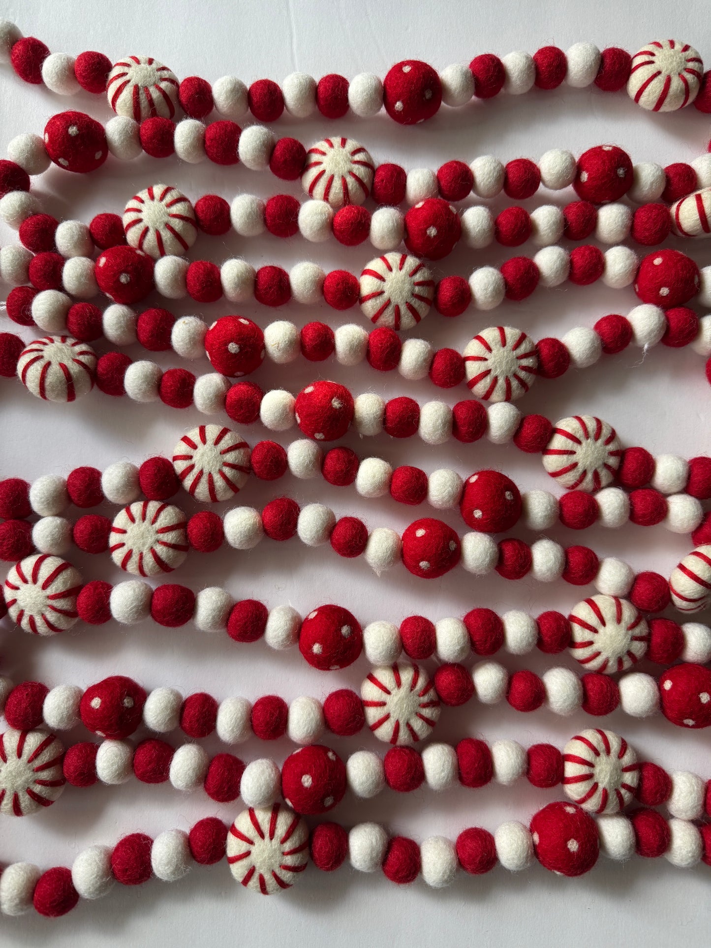 Peppermint Red and White Felt Garland