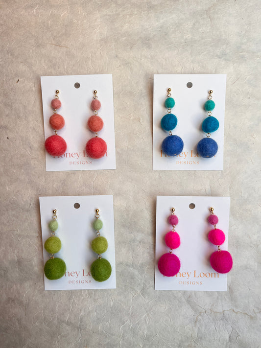 Minimalist Ombré Felt Ball Earrings