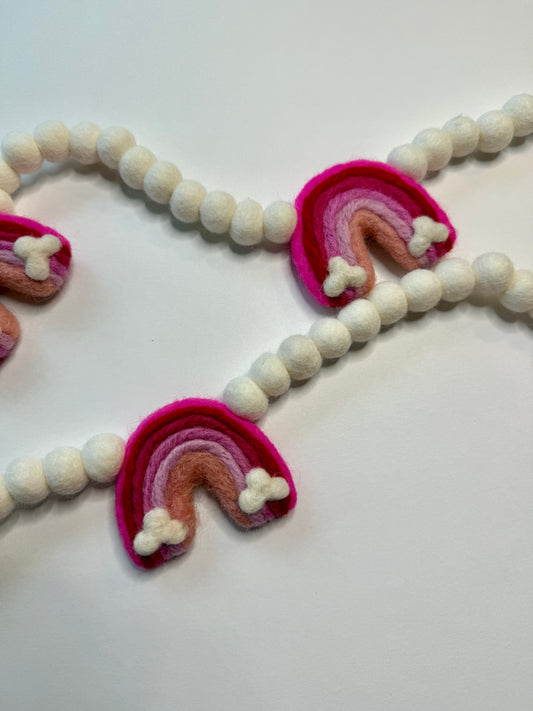 Pink Rainbow Valentines Day Felt Garland