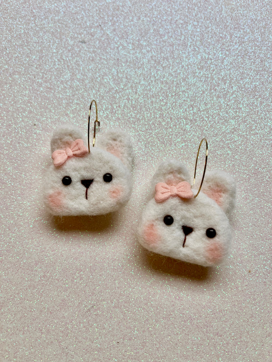 White Bunny Earrings