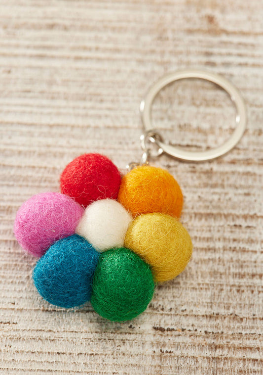 Rainbow Flower Felt Keyring
