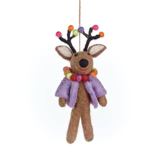 Party Reindeer Felt Ornament