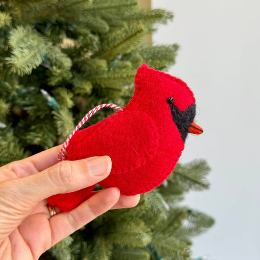 Large Cardinal Felt Wool Christmas Ornament