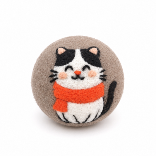 Cat With Scarf Wool Dryer Ball