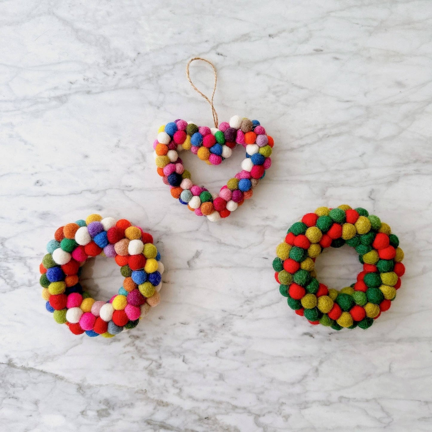 Mini Pompom Heart Wreath Ornament