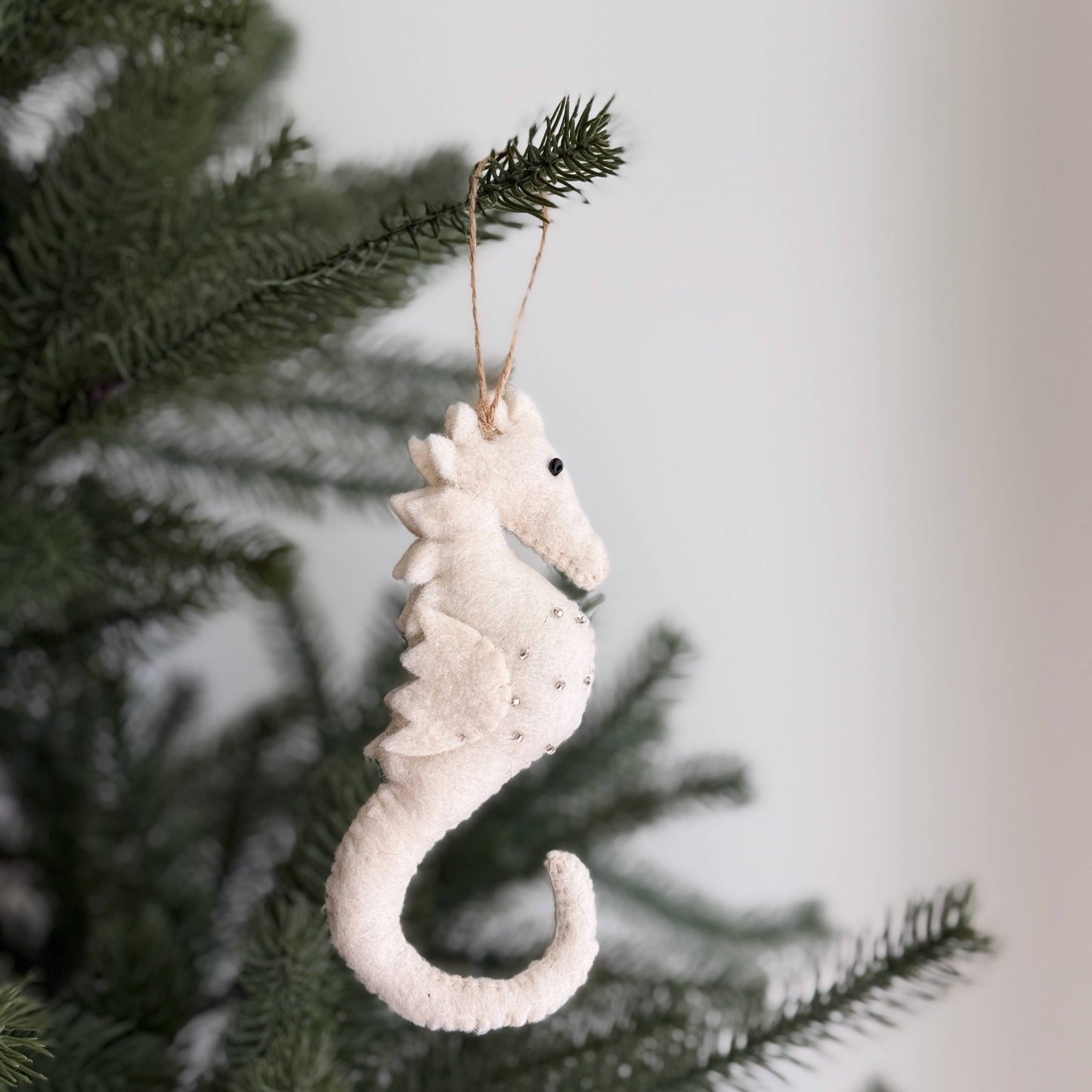 White Seahorse Ornament