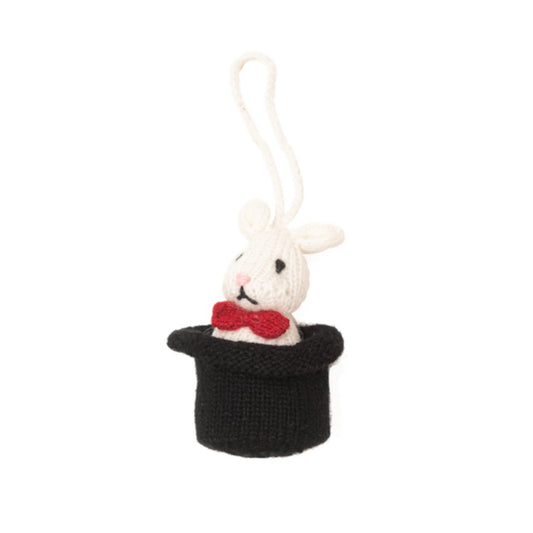 Knit Rabbit in A Hat Ornament