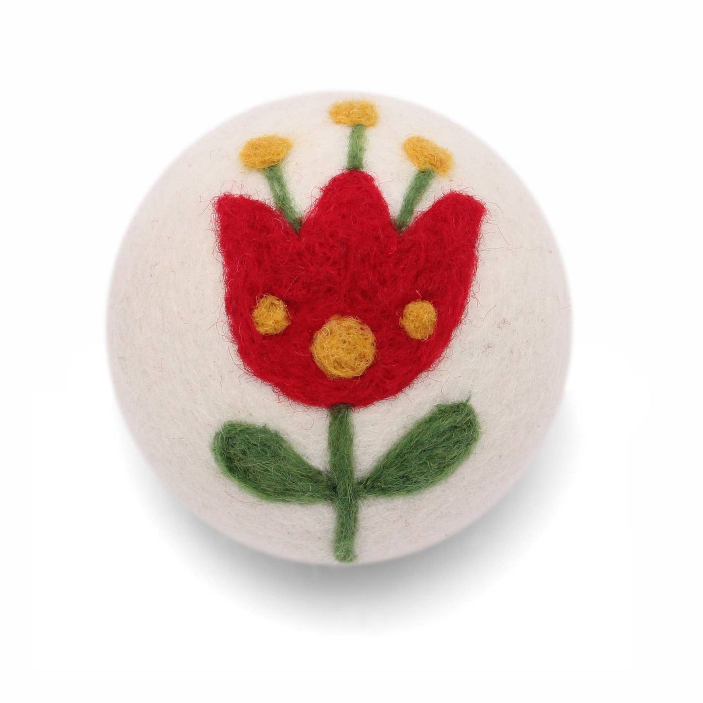 Red Flower Wool Dryer Ball