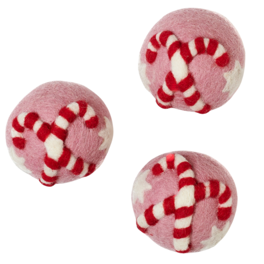 Candy Cane Wool Dryer Ball