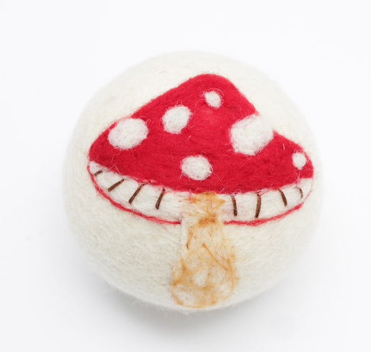 Red Mushroom Wool Dryer Ball