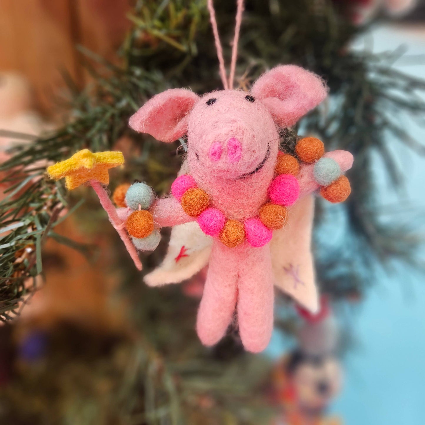 Penelope Pig Fairy Felt Ornament