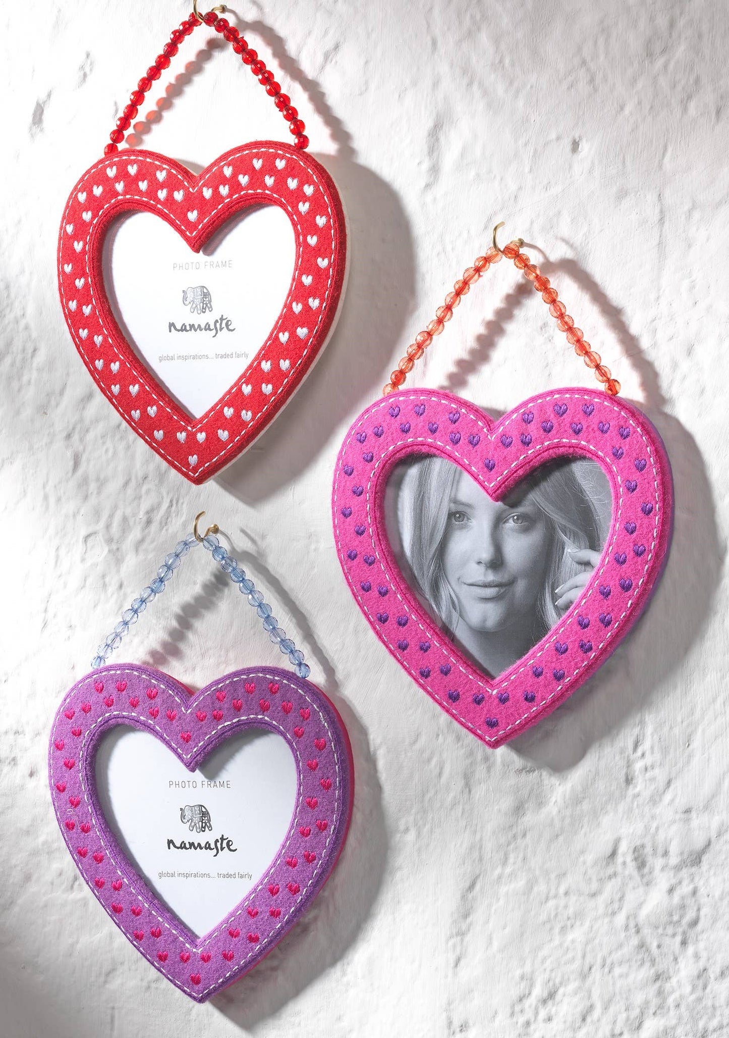 Large Felt Heart Shaped Hanging Photo Frame