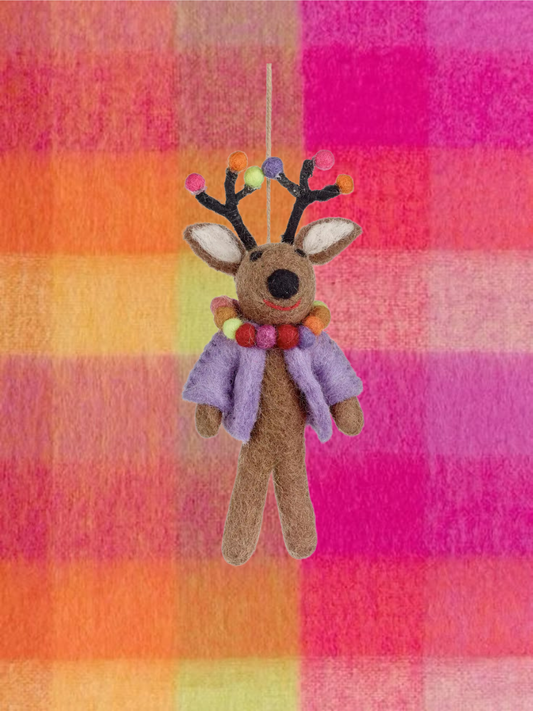Party Reindeer Felt Ornament