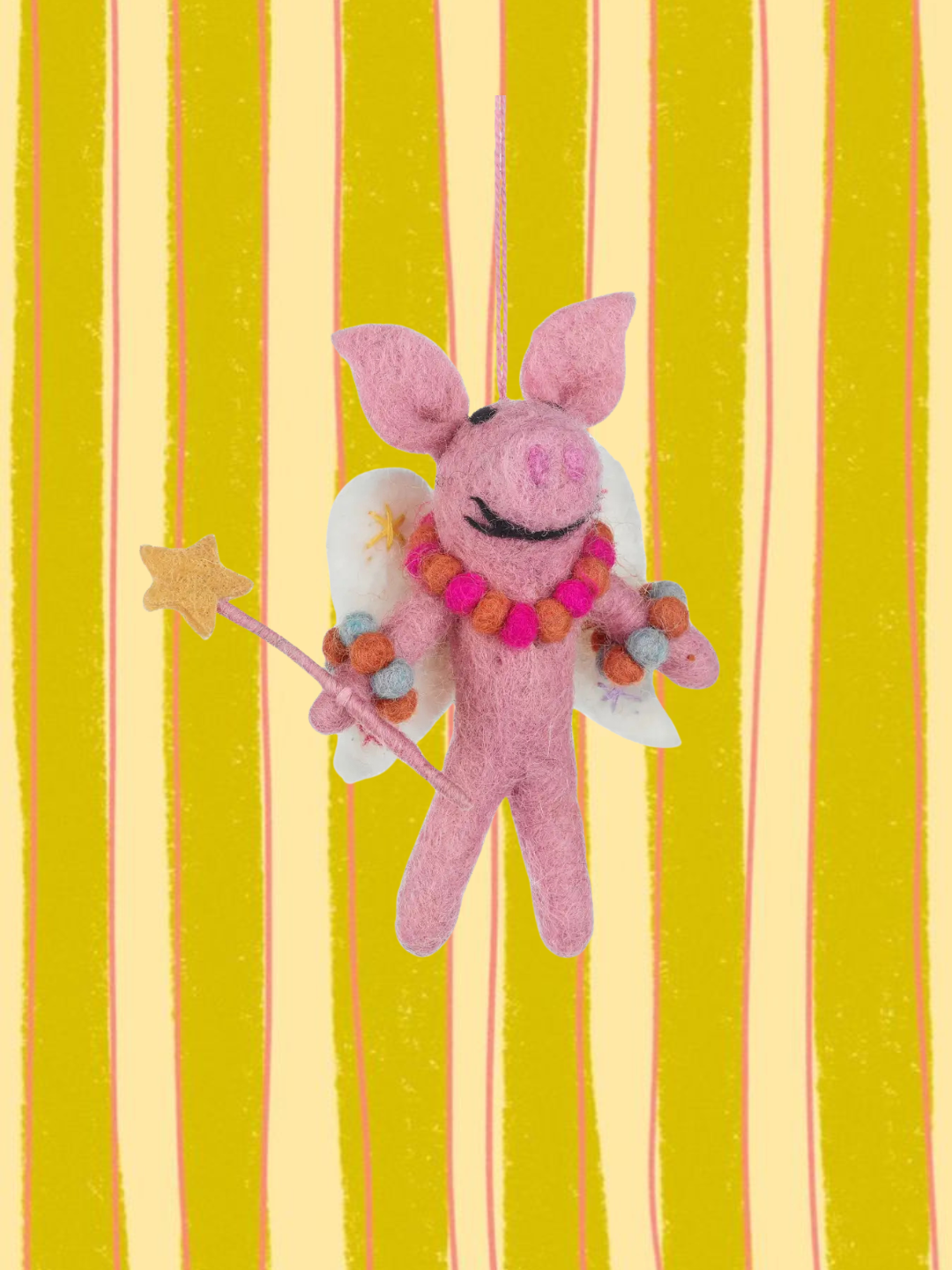 Penelope Pig Fairy Felt Ornament