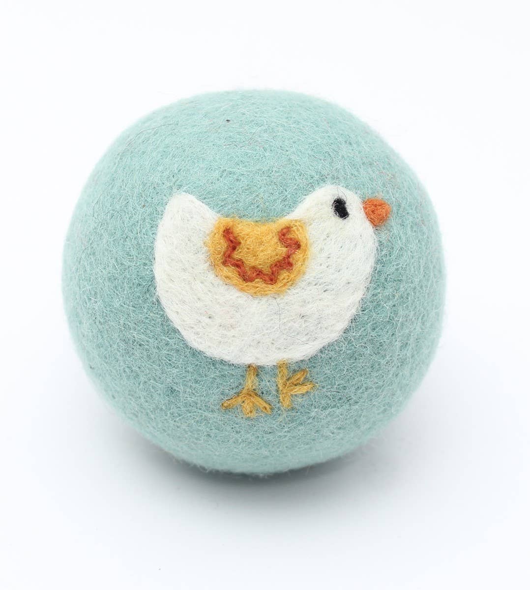 White Bird on Blue Wool Dryer Ball