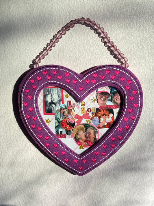 Large Felt Heart Shaped Hanging Photo Frame