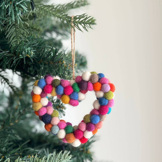 Mini Pompom Heart Wreath Ornament