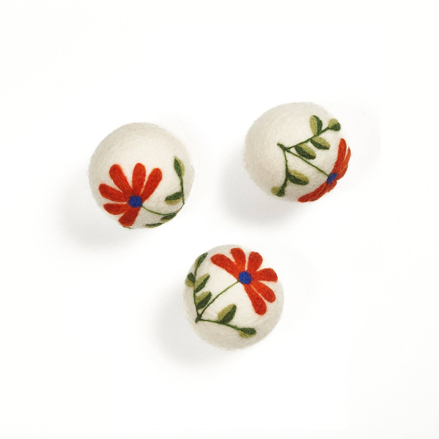 Orange Floral Wool Dryer Ball