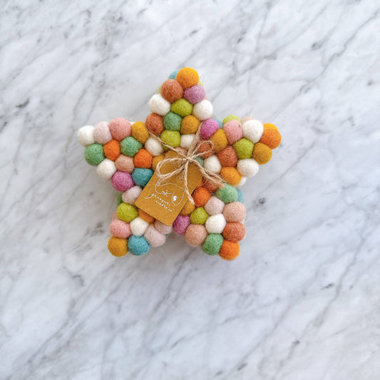 Felt Pastel Rainbow Star Coasters