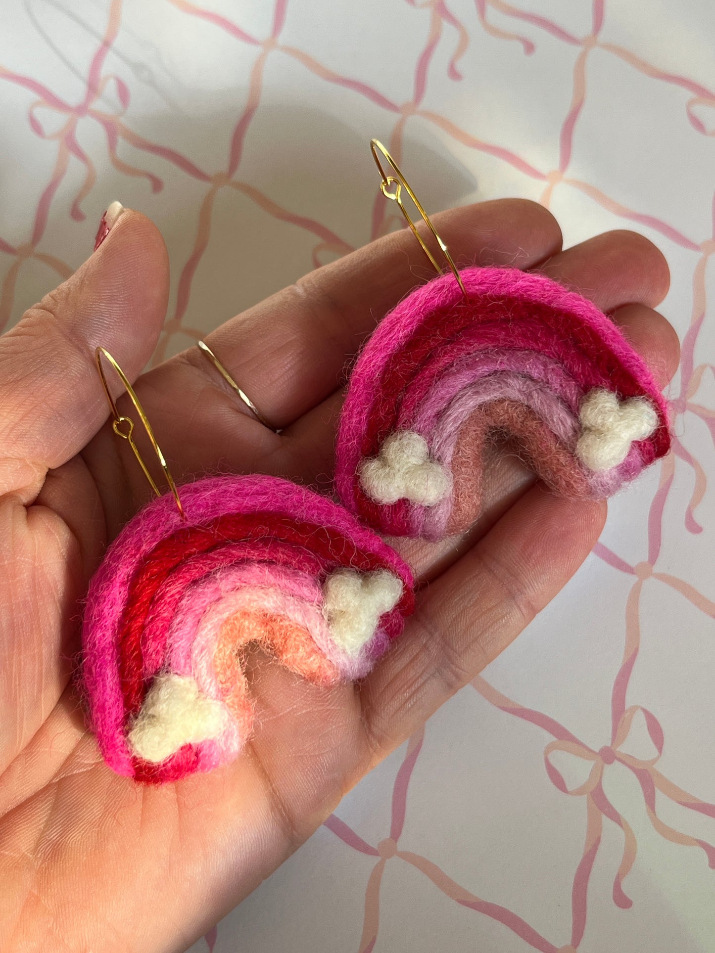 Rainbow Felt Earrings