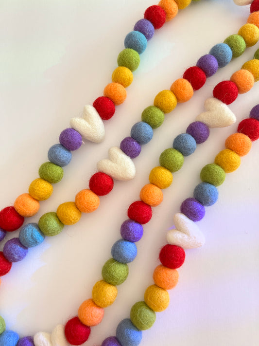 Rainbow Heart Felt Garland