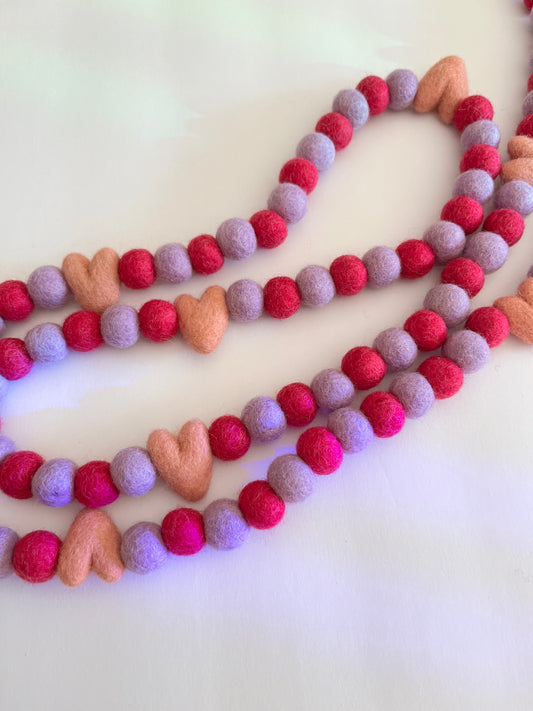 Pink and Purple Heart Felt Garland