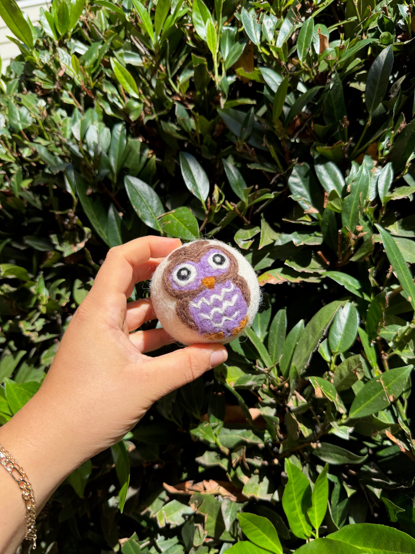 Purple Owl Felt Dryer Ball