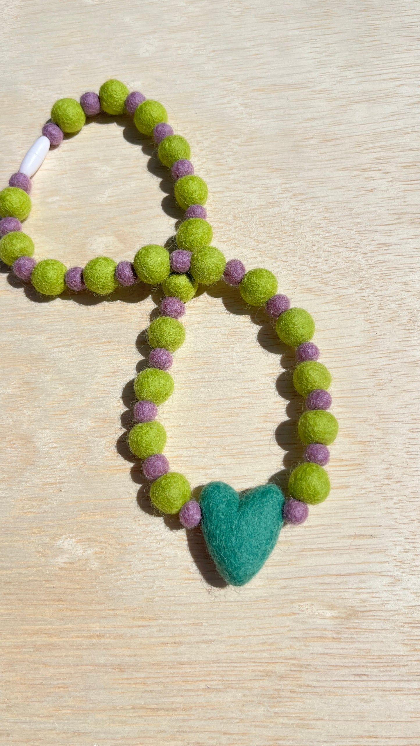 Sea Green Heart Felted Necklace
