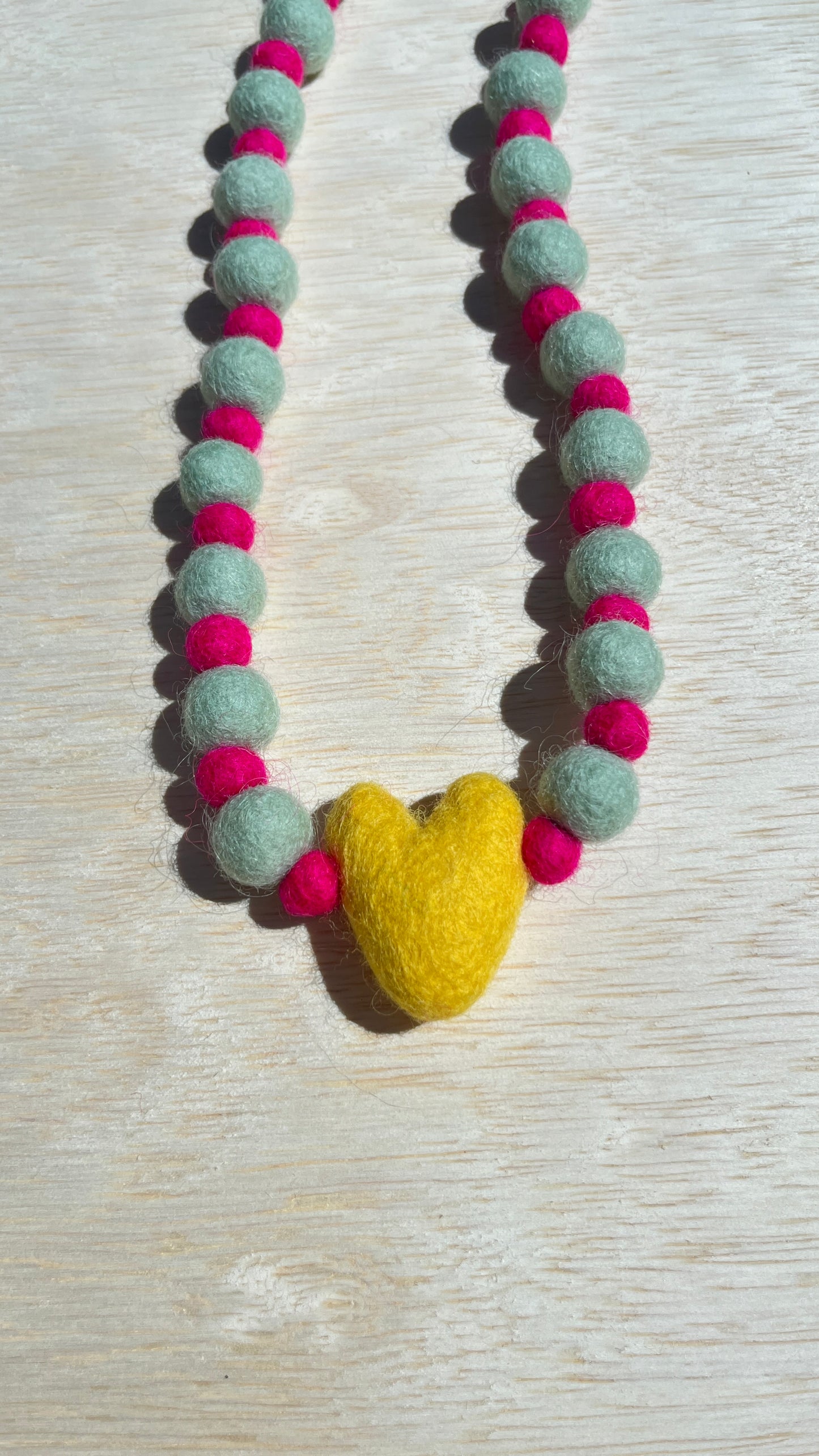 Yellow Heart Felted Necklace