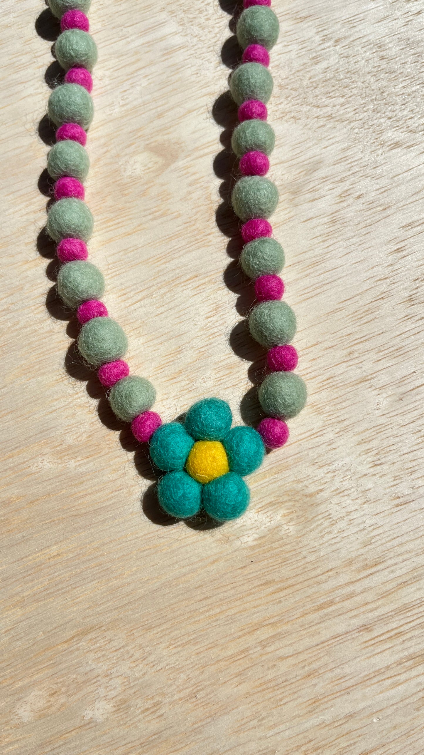 Turquoise Daisy Felted Necklace