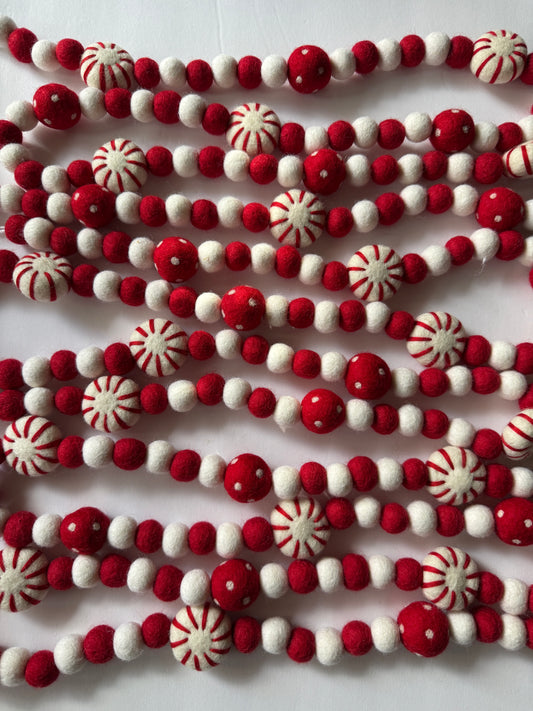 Peppermint Red and White Felt Garland