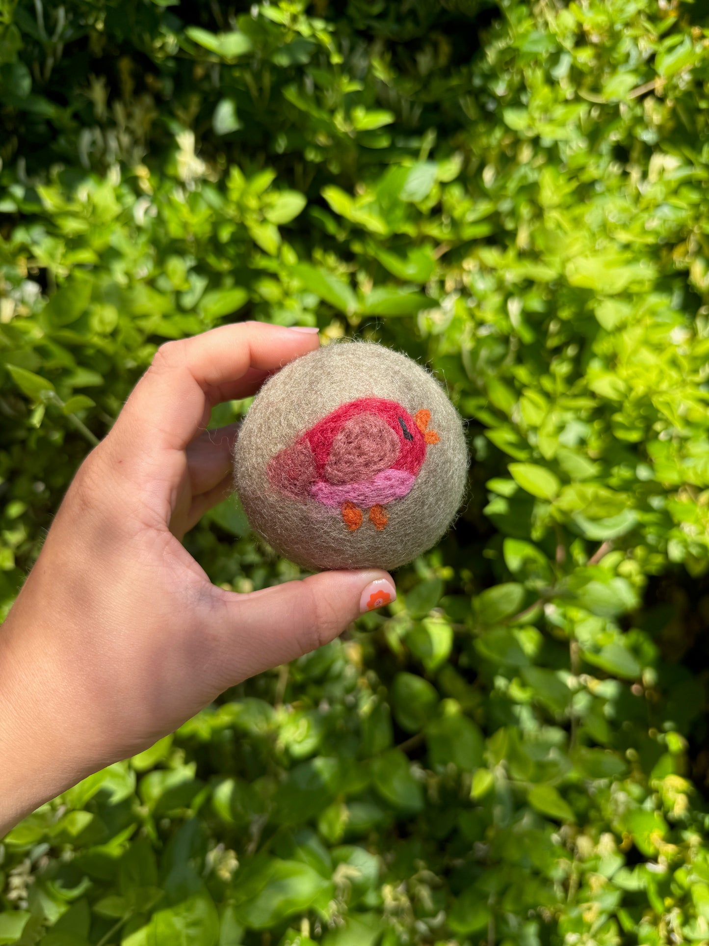Pink Bird Wool Dryer Ball