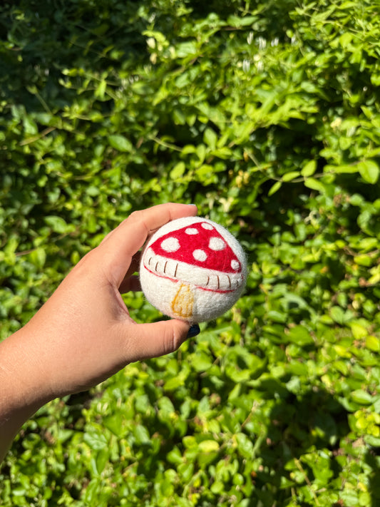 Red Mushroom Wool Dryer Ball