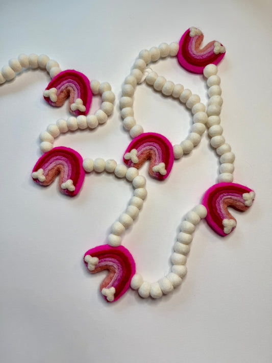 Pink Rainbow Valentines Day Felt Garland