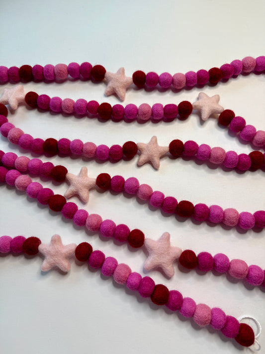 Star Valentines Day Felt Garland