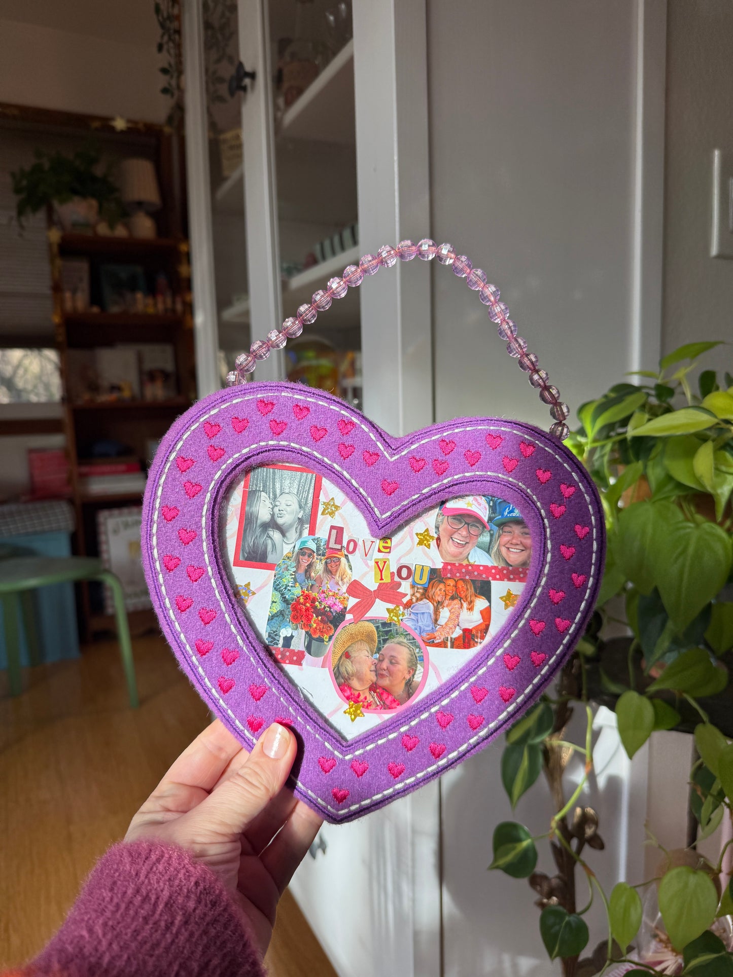 Large Felt Heart Shaped Hanging Photo Frame