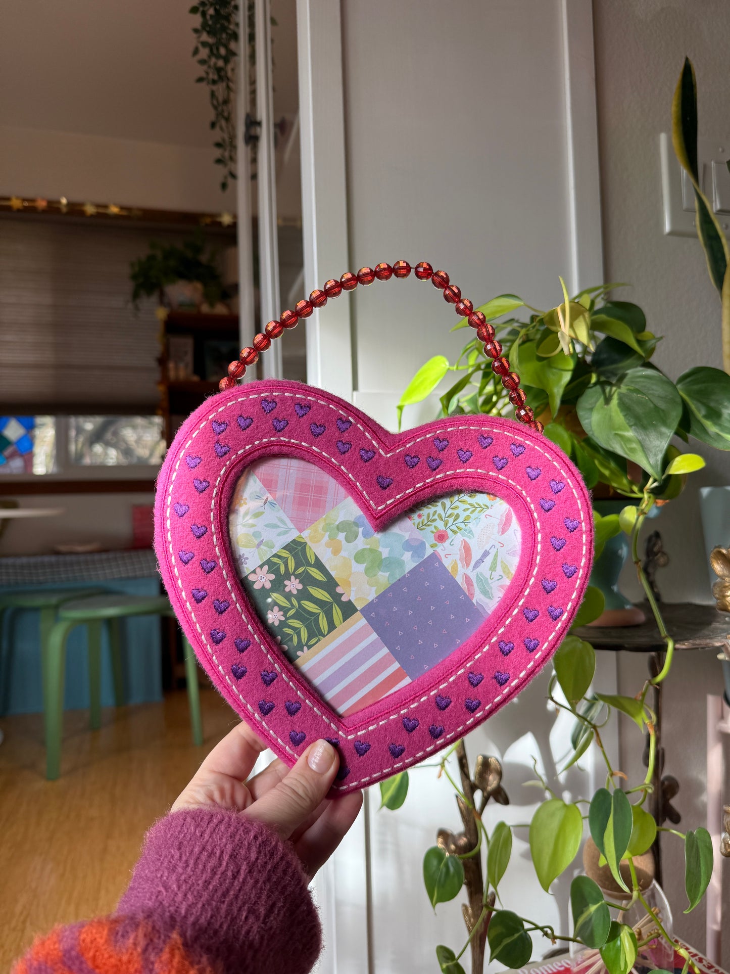 Large Felt Heart Shaped Hanging Photo Frame