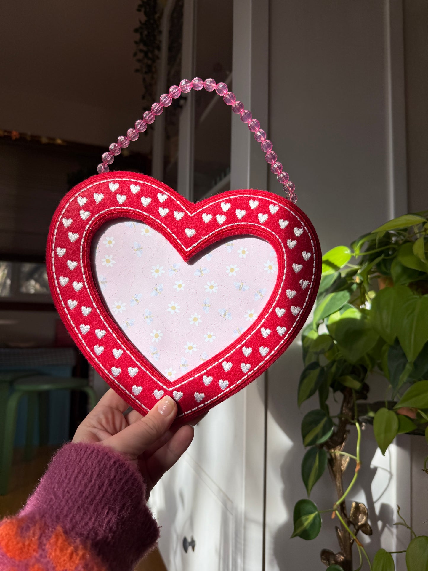 Large Felt Heart Shaped Hanging Photo Frame