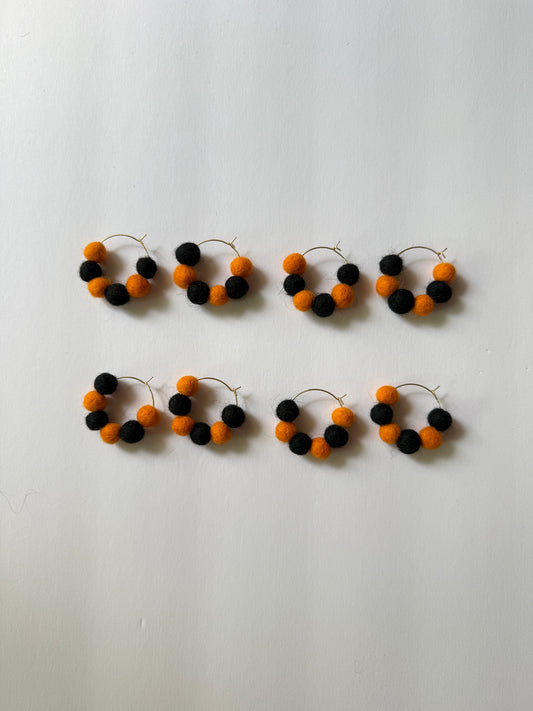 Halloween Felt Ball Hoop Earring
