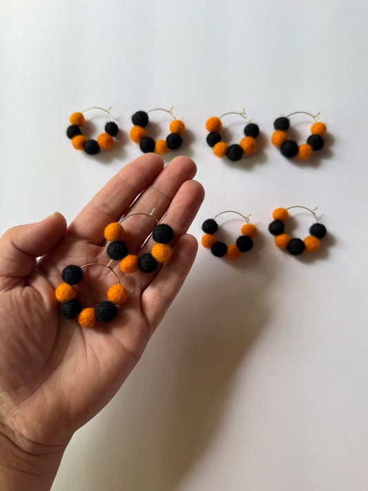 Halloween Felt Ball Hoop Earring